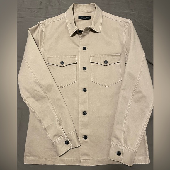 All Saints Other - AllSaints Beige Jacket Firebase Vintage Medium Men's Brown Overshirt Buttons